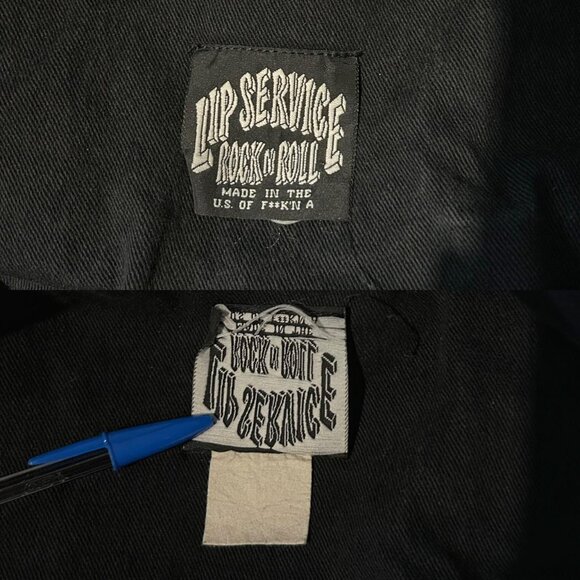 80s vintage Lip Service denim studded jacket Rock n Roll pirate goth punk jean. - Picture 6 of 7